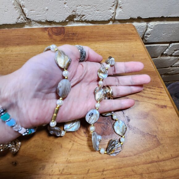 New Natural Pearl & Smoky Quartz Necklace 20" - Picture 3 of 4